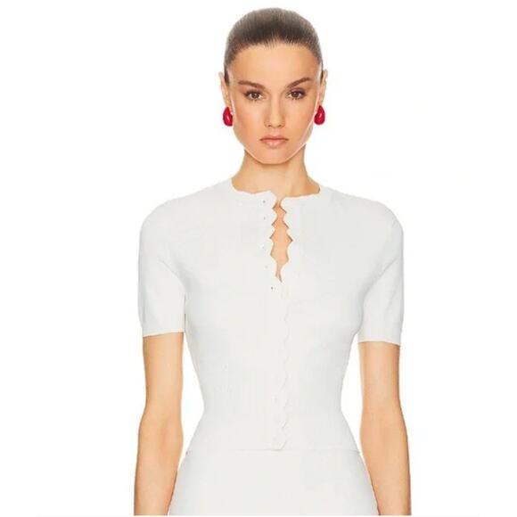 Helsa Elvira Cardigan Crop Button Down Top in Cream Womens XXS - Picture 1 of 16